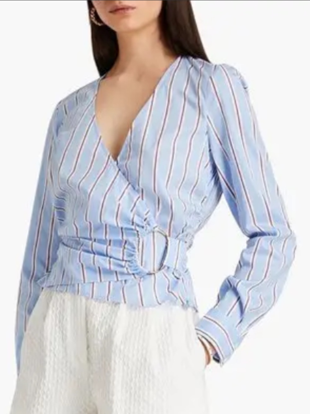 NWOT VERONICA BEARD Ozzie Stripe Faux Wrap Shirt! Size 0